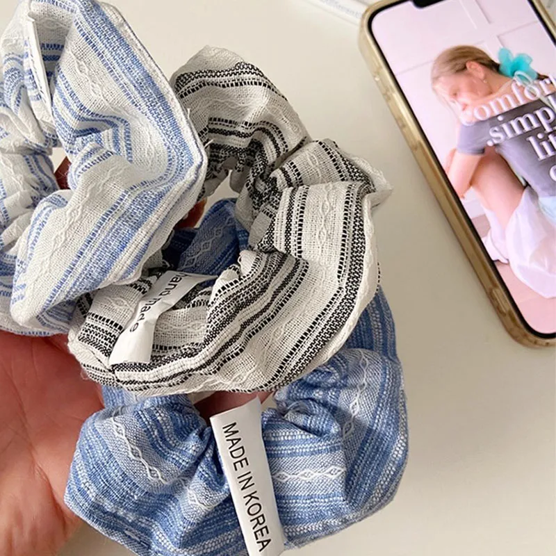 Banda para el cabello Vintage elegante a rayas para el intestino grueso para mujeres y niñas, lazo para el cabello, banda de goma, accesorios para el cabello de moda