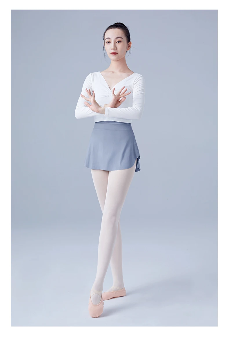 Seitlich geschlitzte Ballettröcke für Damen und Mädchen, kurze Tanzröcke, A-Linien-Röcke für Ballerinas, Ballett-Tanzkleidung, 11 Farben – Detail 4
