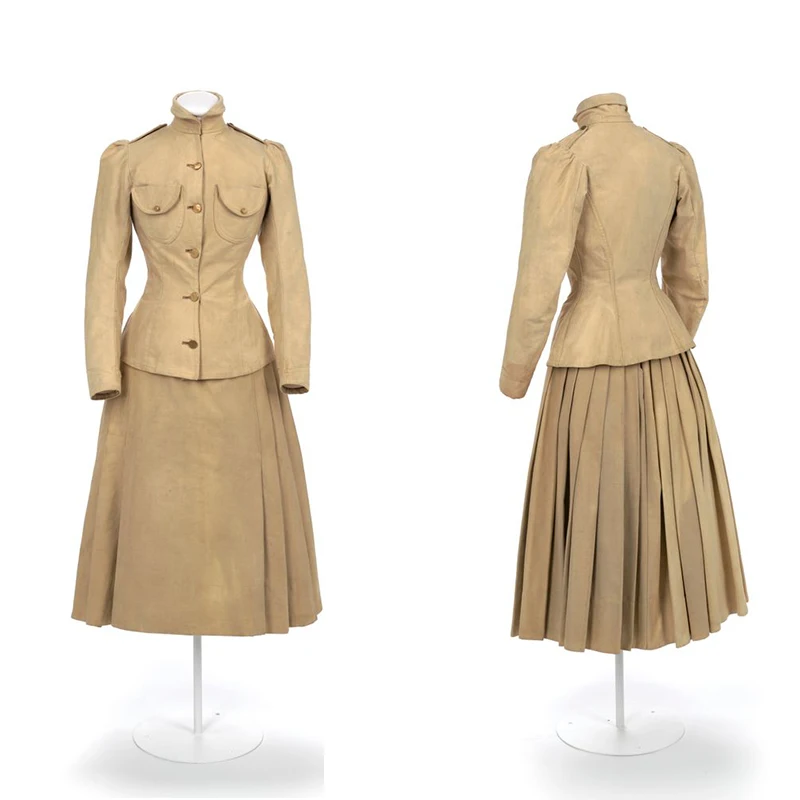 

Custom Made 19th Century Women Historical Cycling Costume Historical Reproduction Military Uniform Top Skirt Working Suit