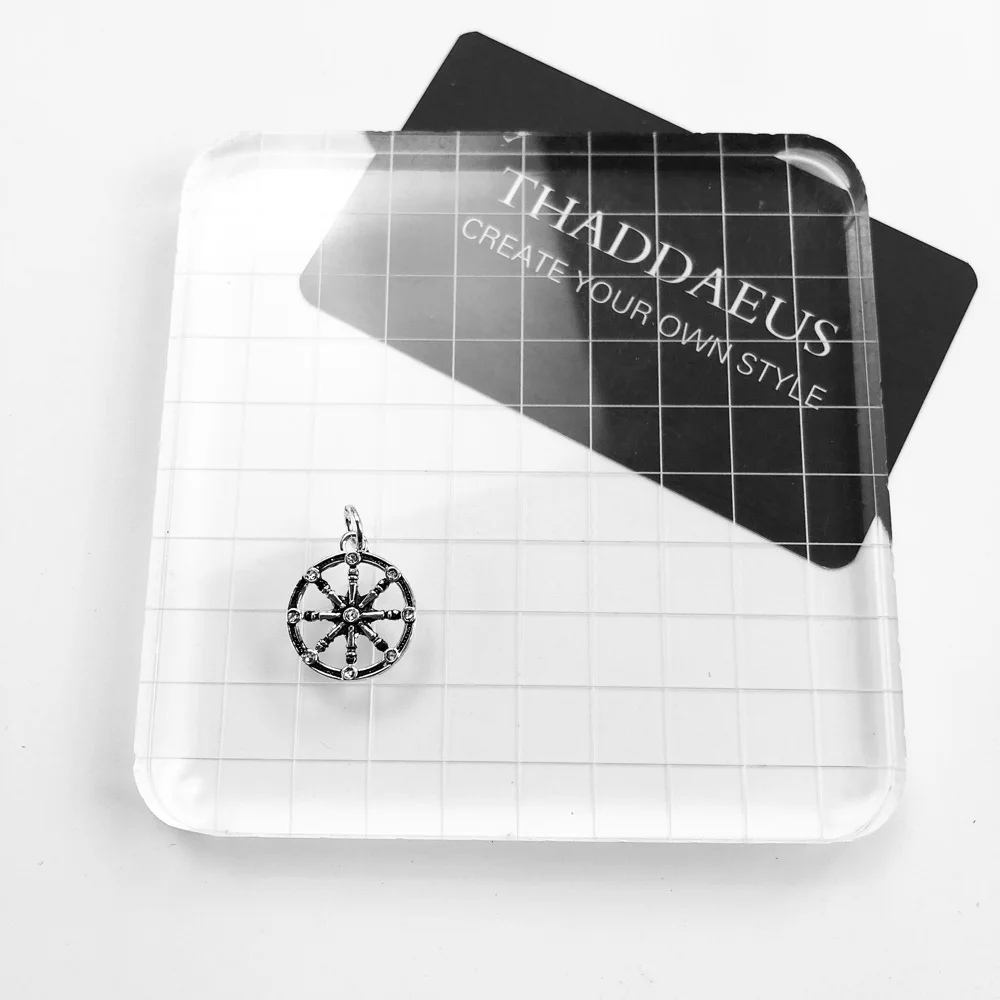 Anhänger, kleines Karma-Rad, brandneues edles Schmuckzubehör, 925er Sterlingsilber, Vintage-Glücksgeschenk für Damen und Herren – Detail 3