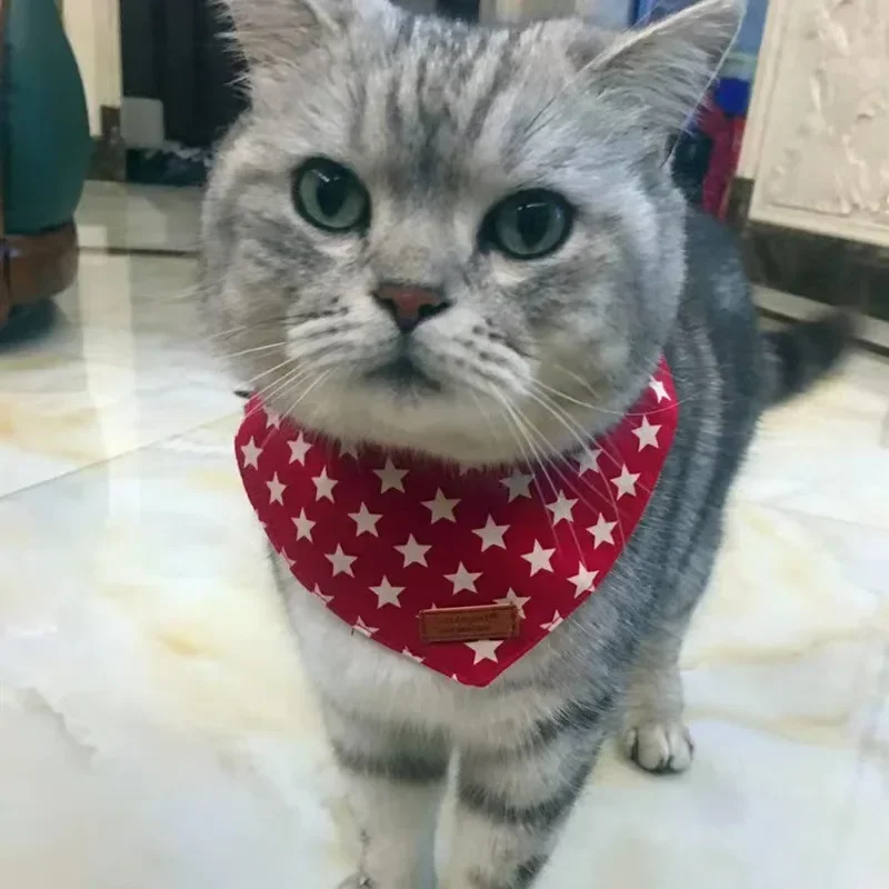 Dog Pet Cat Bandanas Puppy Reversible Scarf Soft Red Blue Saliva Towel Triangle Neckerchief For Medium Small Large Dogs