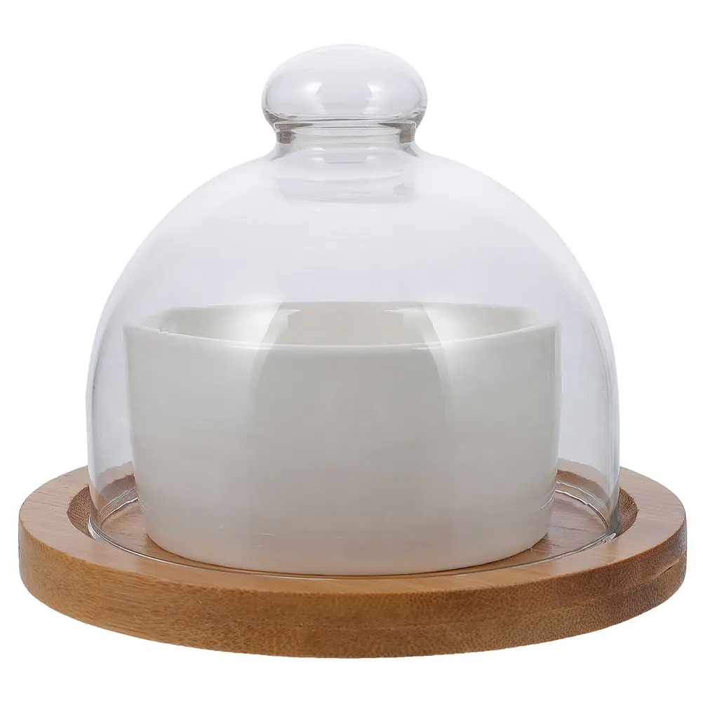 

1 комплект керамического сервировочного блюдца со стеклянной крышкой, крышка для еды, защита от насекомых, миска для хранения салата, десерта, мороженого, яйца на пару