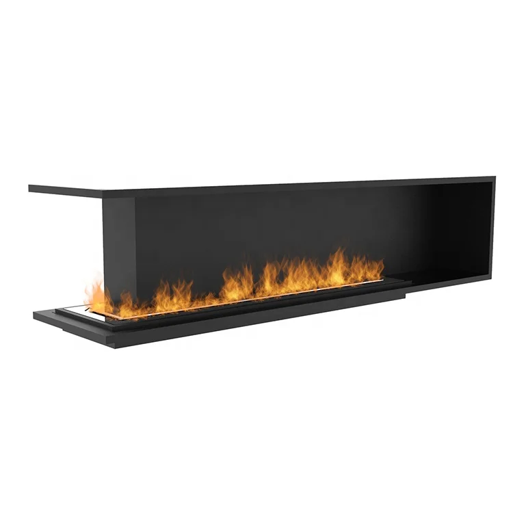 Custom New Modern Luxury Steel Insert Bio Ethanol Fireplace With Remote Control-Customized Corner Design For Living Room Firepla