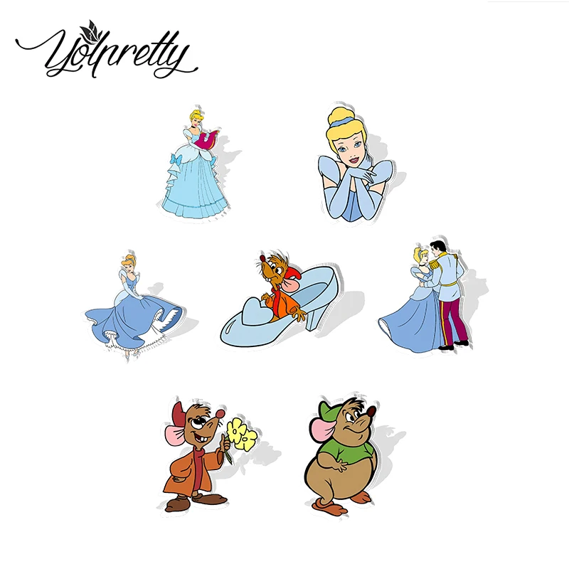 2024 New Arrival Fashion Cinderella Princess and Prince Epoxys Acrylic Lapel Pin Handcraft Jewelry Badge Pins Gifts