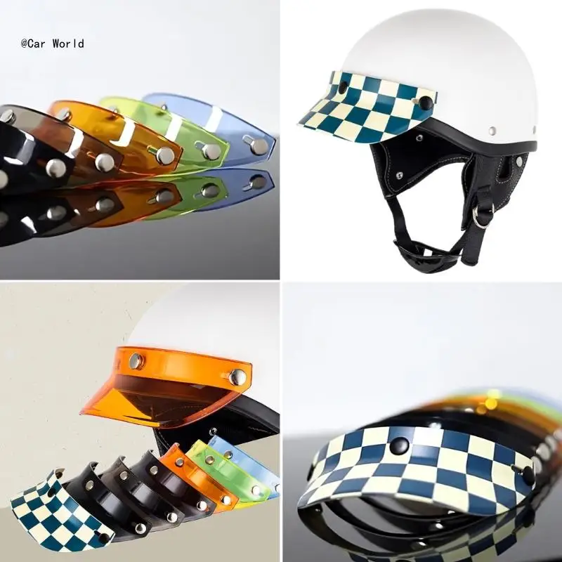 3 Snap-Button Visor Shield Lens Visor Flip Up Wind Shield for Motorbike Helmet