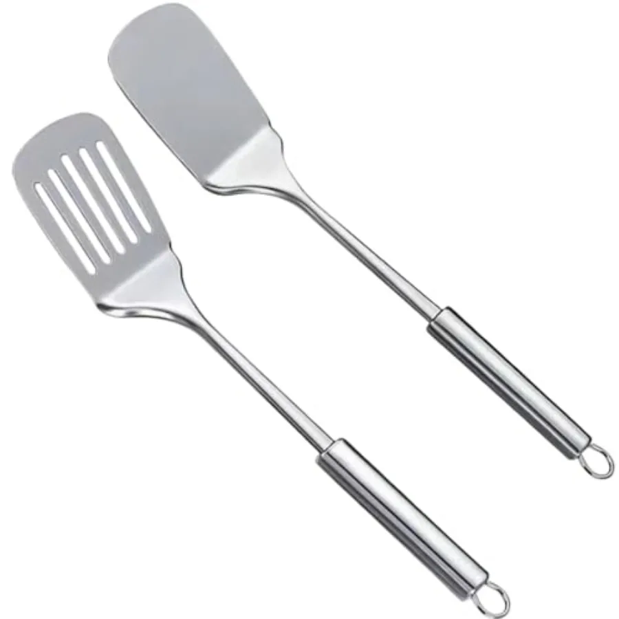 

Набор серебряных лопаток, 13,5-дюймовая лопаточка из нержавеющей стали с прорезями, сверхмощные металлические лопаточки, термостойкие для рыбы