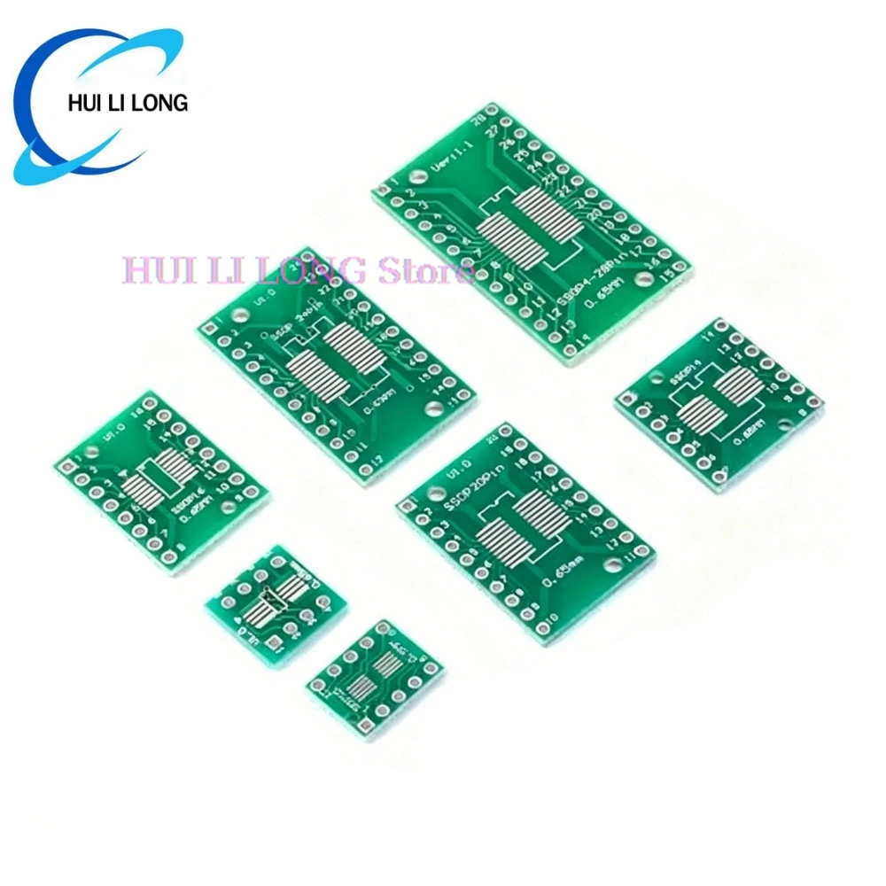 10pcs SOP to DIP patch adapter board SOP8 SOT23 10 SOP16 SOP20 24 SOP28 TSSOP TQFP QFN IC test board PCB double-sided printing