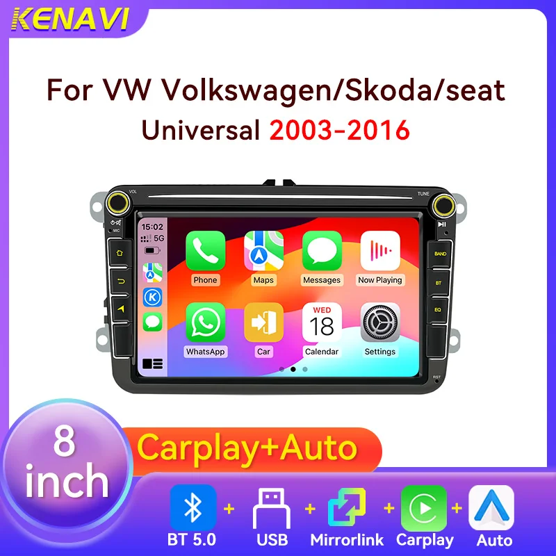 8”Car Stereo Radio For Volkswagen Skoda Seat 2003-2016 Wireless Carplay Android Auto Mirrorlink MP5 Multimedia Player Head Unit