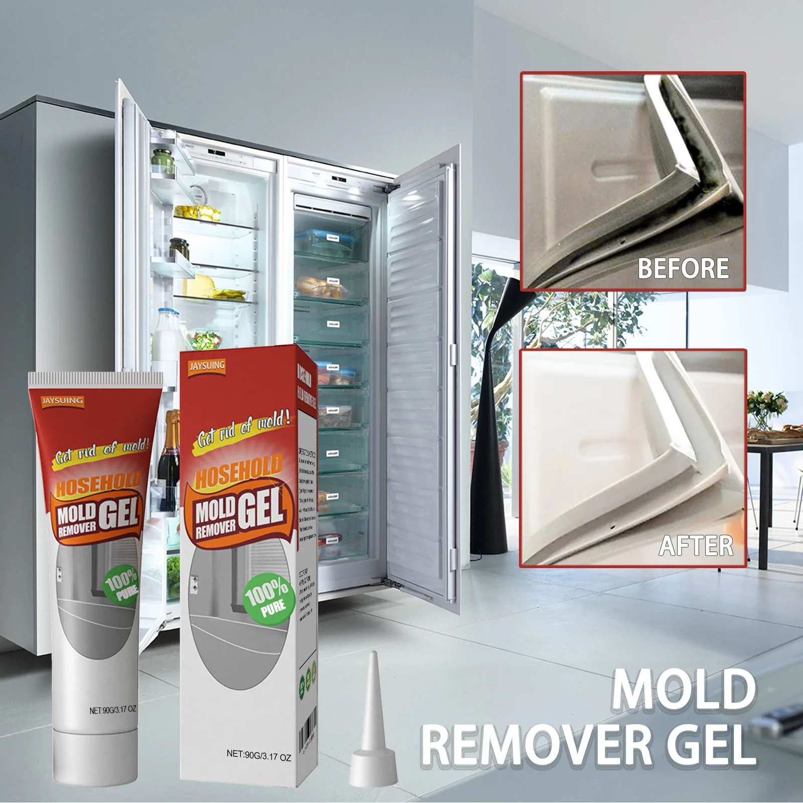 90g Wall Mold Mildew Remover Cleaner Caulk Gel Pool Tile Gap Spot Mold Remover Washing Machine Bathroom Mildew Gel