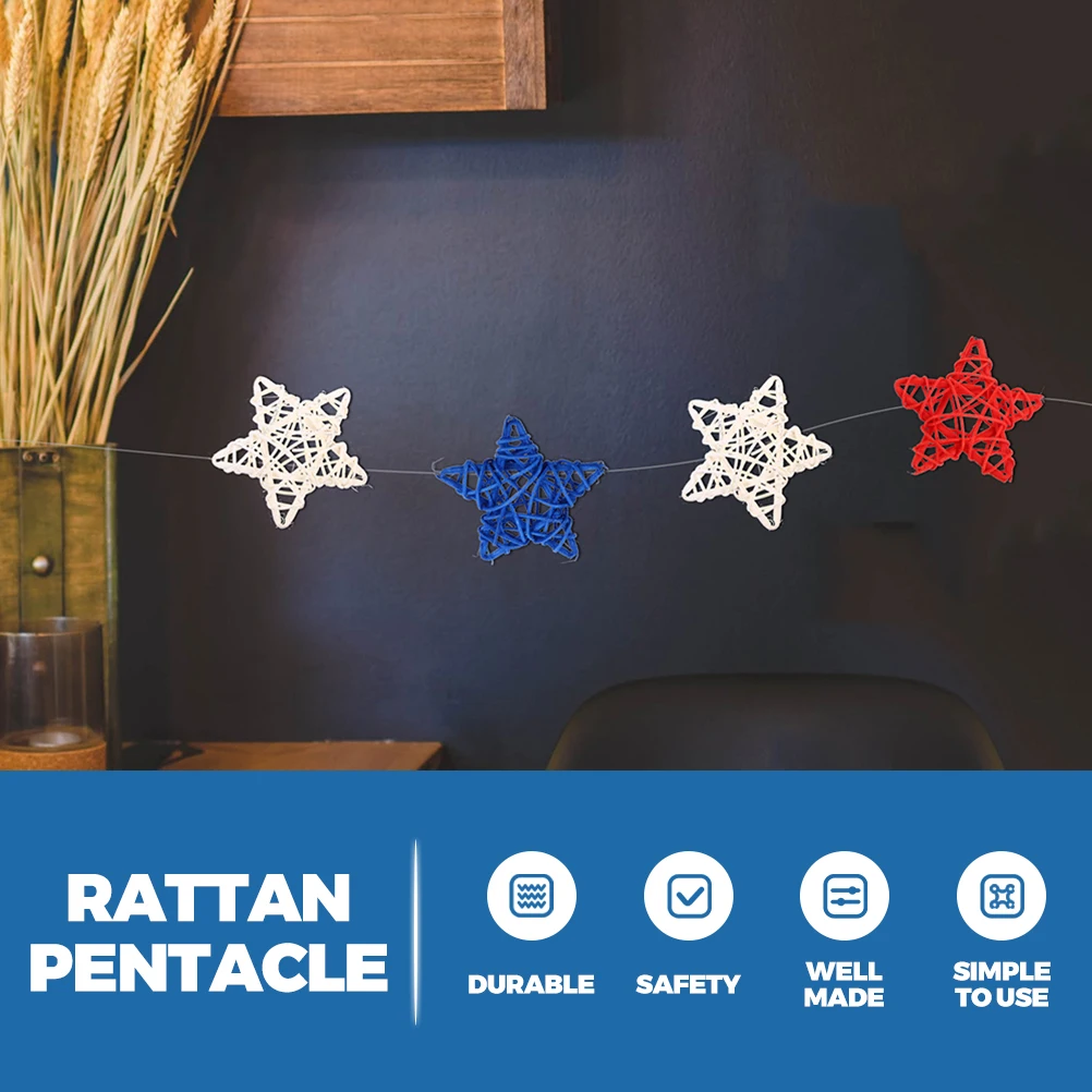 

12 pcs Rattan Stars Mini Star Shaped Wicker Balls Hanging Ornaments For 4Th Of July Party Decorations Diy Craft Holiday