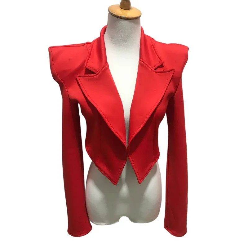 

Короткий пиджак Lady Red White для женщин, костюм для выступлений джазовых танцевальных команд, для ночных клубов, вечеринок, баров, певиц, сценический наряд