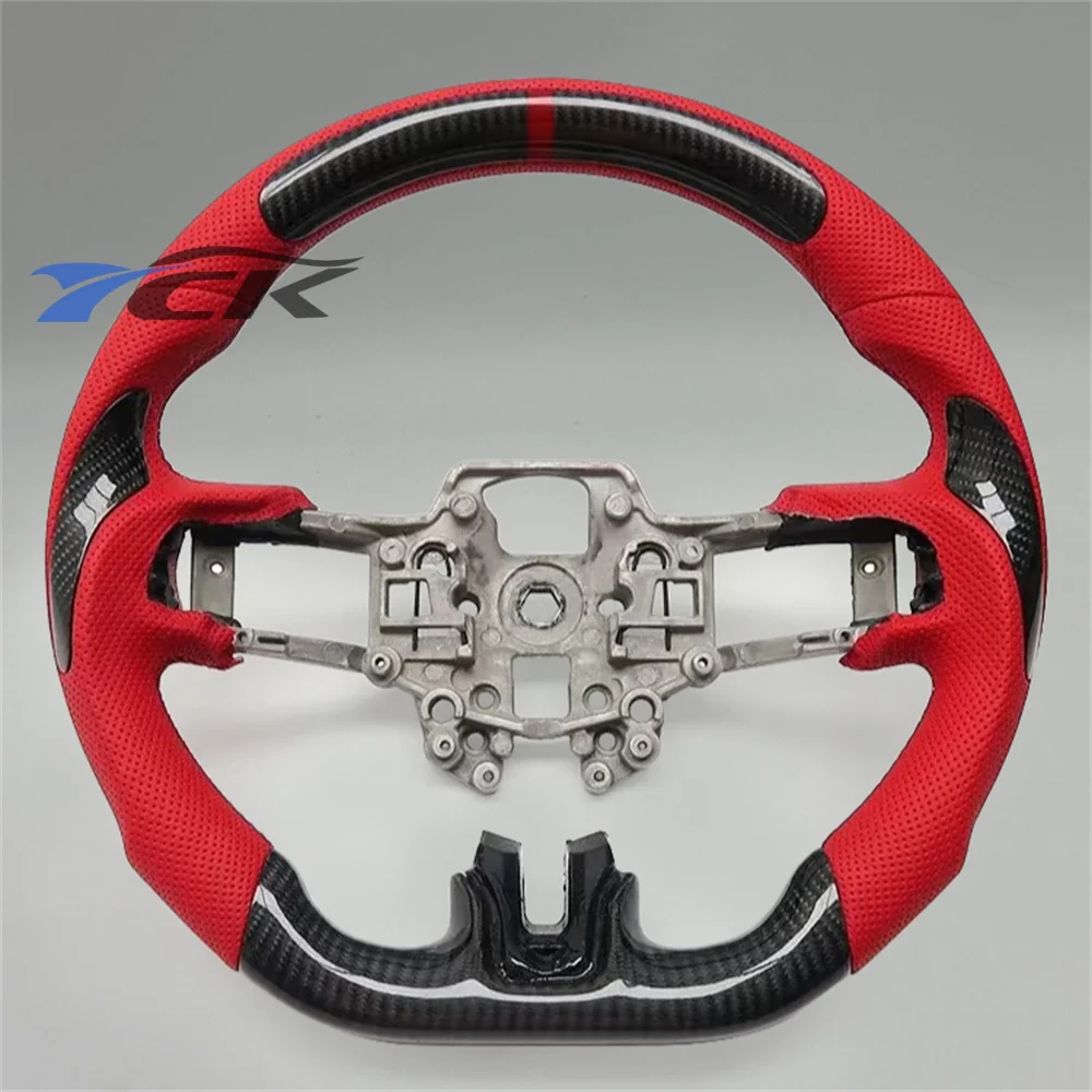 

Custom Carbon Fiber Red Leather Red Ring Steering Wheel For 2015 2016 2017 Ford GT accessories interior