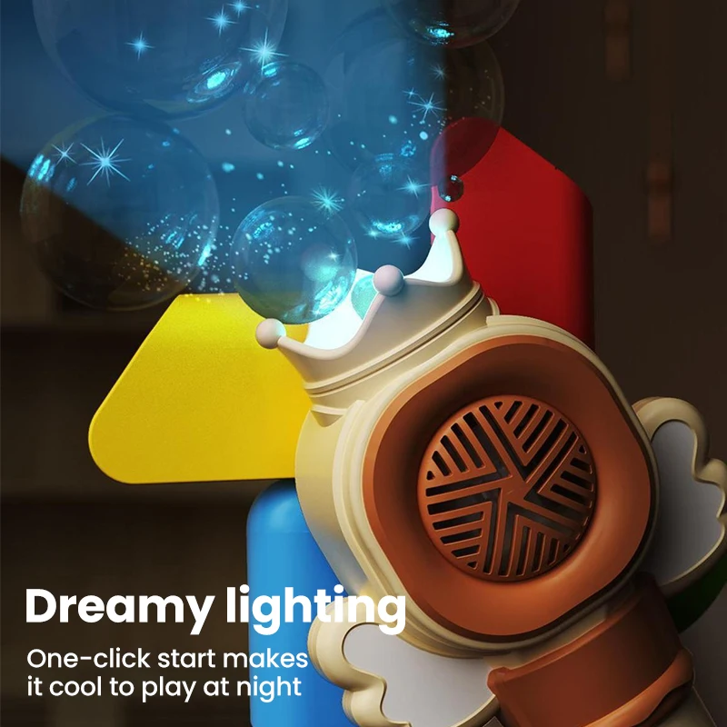 5 Holes Handle Windmill Bubble Machine With Lights Kids Toys Automatically Soap Blowing Bubble Sticks Three Level Adjustment