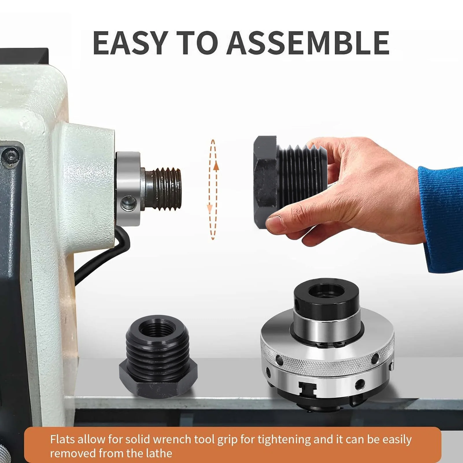 

Адаптер шпинделя токарного станка по дереву Адаптер шпинделя головки токарного станка Сталь Высокоточная внутренняя резьба 18 мм для строительной площадки