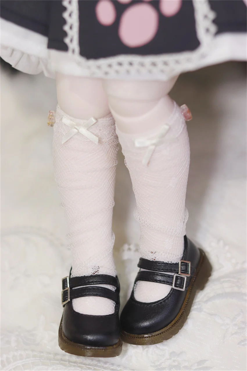 Spot Inventory BJD MSD MDD 1/4 1/6 Girls Cute Soft Soled Round-Toe Chunky-Heel Girls\' Leather Shoes BJD Doll Accessories