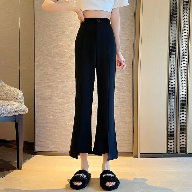 Casual Pants Women Solid Vintage All-match Graceful Basics Leisure Simple Daily Korean Style Modern Temper Designed Minimalist