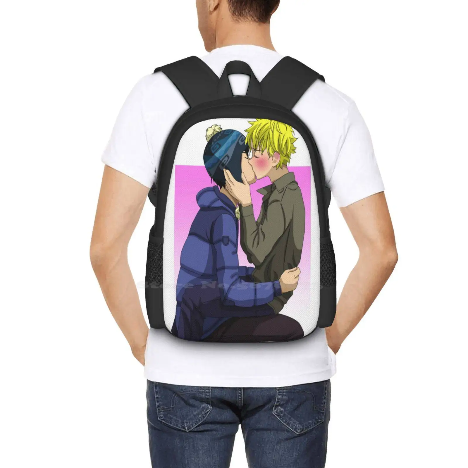 Creek Kiss-mochila escolar para estudiantes, bolsa de viaje para ordenador portátil, Sp Creek, Shelly, Tweek, Tweak, Fanart Kissing