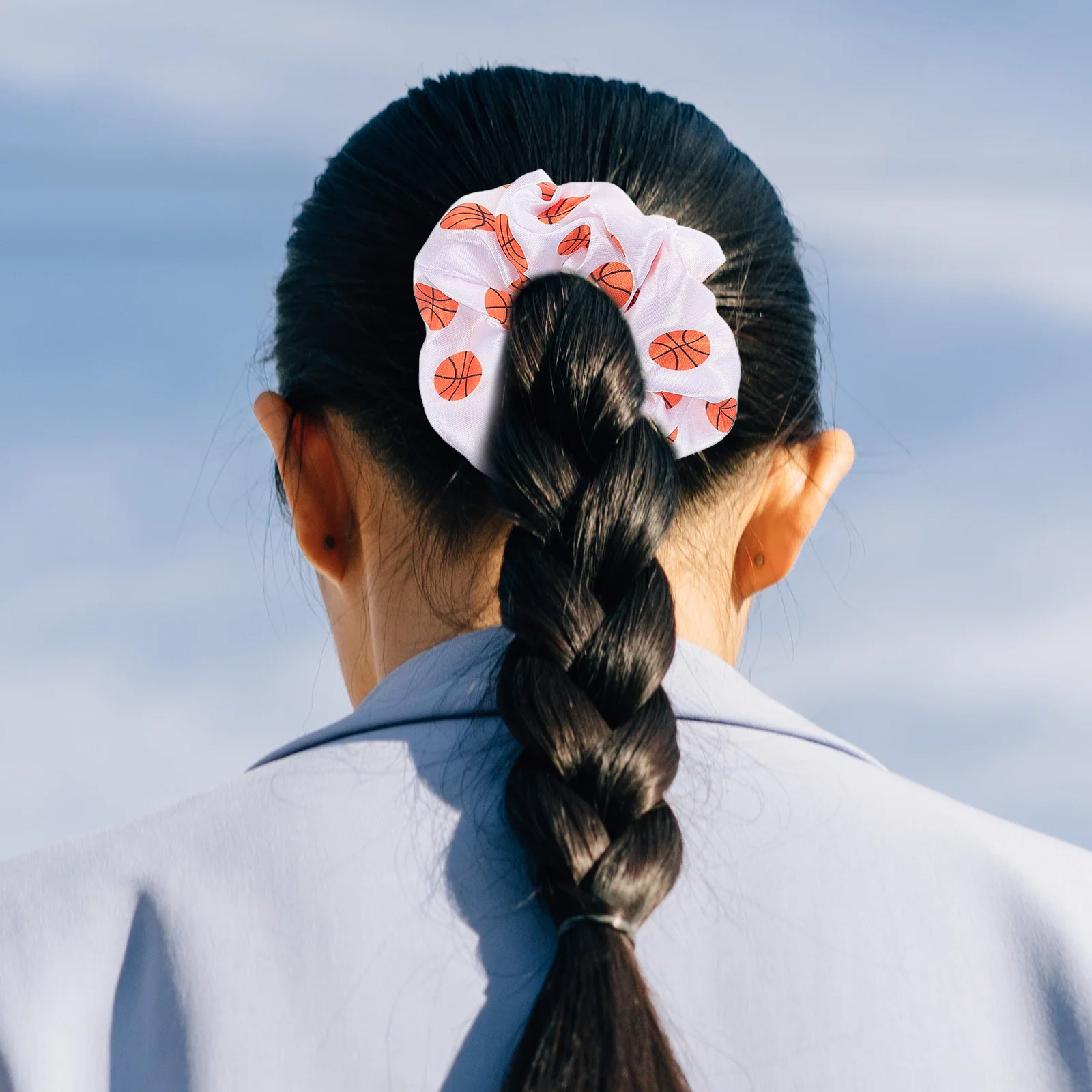 

4Pcs Basketball Print Elastic Hair Scrunchies Soft Tie Ponytail Holder Girls Sports Party Hair Accessories Sport Ties Band