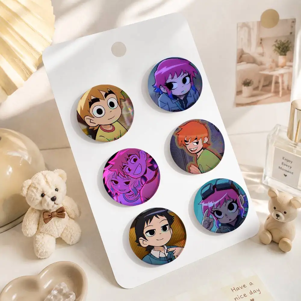 A-S-Scott P-Pilgrim Art Badges Button Round Creative Pin Brooch Badge Bag Decor Accessories Fans Collect Friends Gifts