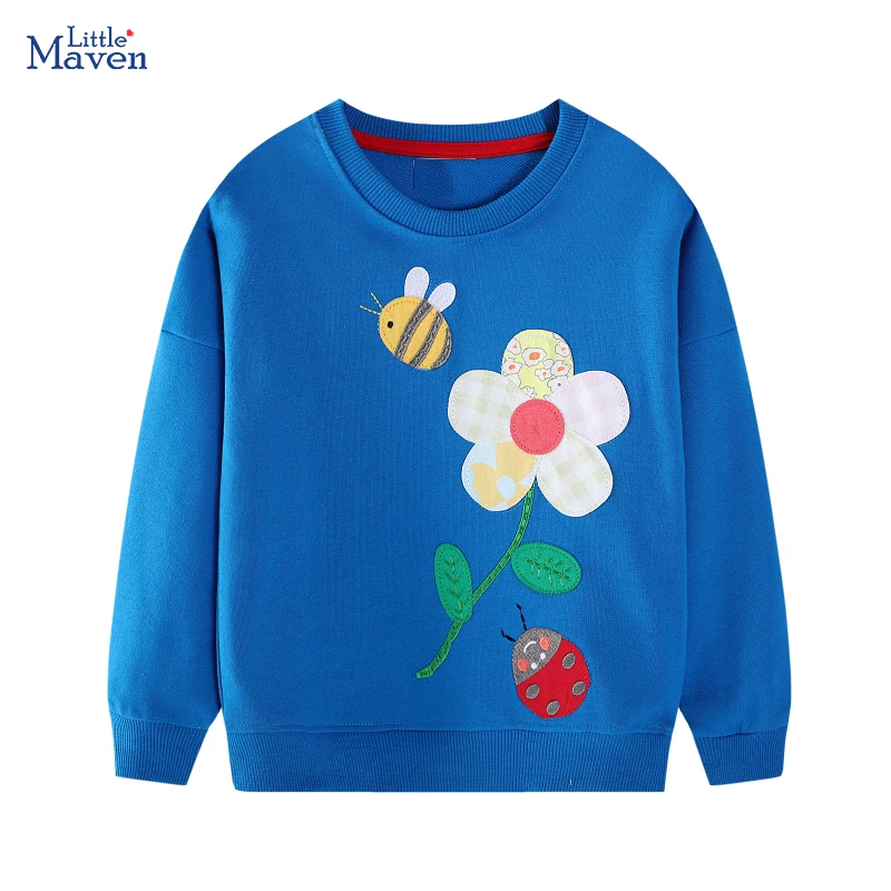 Little Maven Kinder Sweatshirts Tier Bienen Blumen Baby Mädchen Langarm Tops für Kinder Kleidung Herbst Frühling Mädchen Kleidung