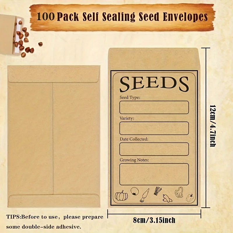 50/100 ชิ้นเมล็ดซอง, Resealable Self-Sealing Seed ซอง, 3.15x4.72 นิ้ว, ดอกไม้, สวน Seed Storer