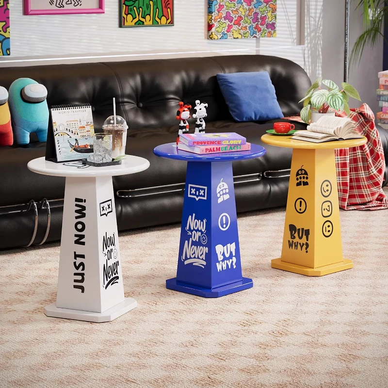 Furniture Living Room Sofa Side Table Dopamine Affordable Luxury Small Round Table Bedroom Industrial Style Nightstand - view 2