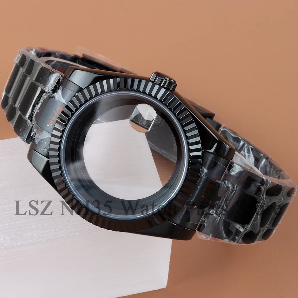 

36/39mm Black/Gold NH35 Watch Case Fit Seiko NH35 NH36 Movement 28.5mm Dial Stainless Steel Oyster Bracelet Datejust nh35 Case