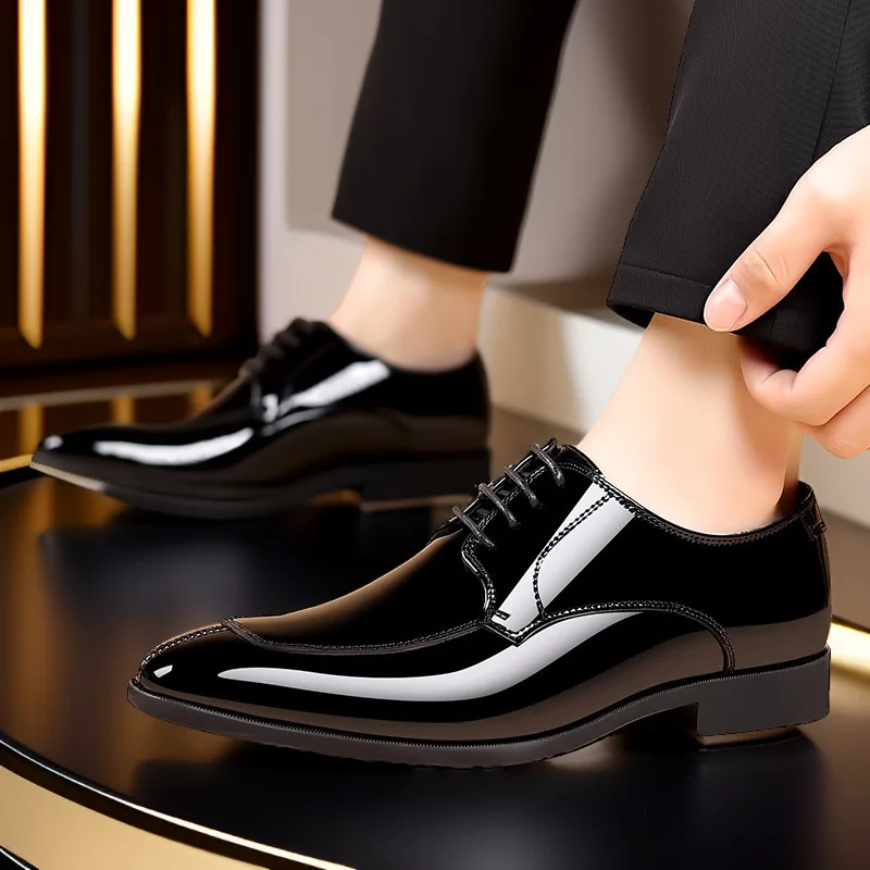 Patent Leather Men Shoes Luxury Pointed Toe Men Oxford Shoes High Quality Business Formal Shoes Designer Men Wedding Party Shoe