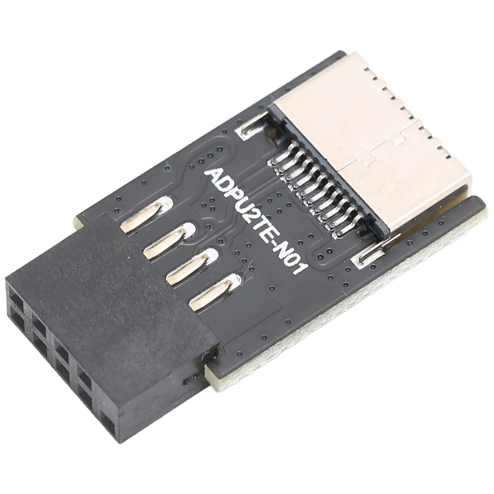 Fast Transfer USB2.0 to Type E Adapter Internal Header Black Front Type E Adapter 9PIN to Type C Converter