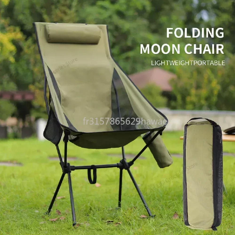 Portable Folding Camping Chair with Headrest Lightweight Tourist Chairs Aluminum Alloy Fishing Chair Outdoor Furniture