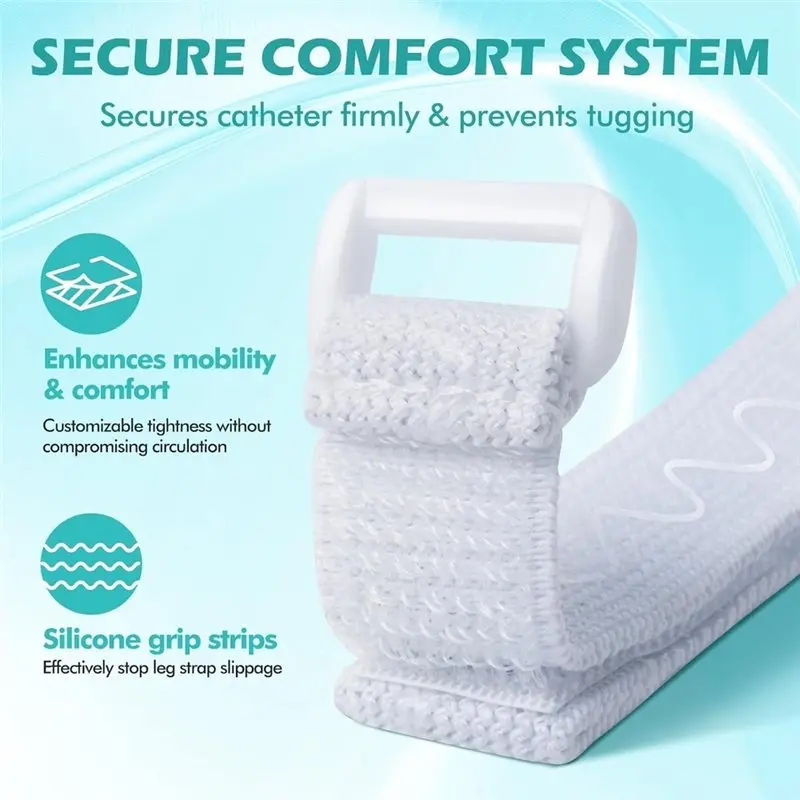 ABIT Reusable, Washable Anti-Slip Catheter Leg Bag Strap, Adjustable Hook-And-Loop Thigh Placement,For Foley Drainage Bags