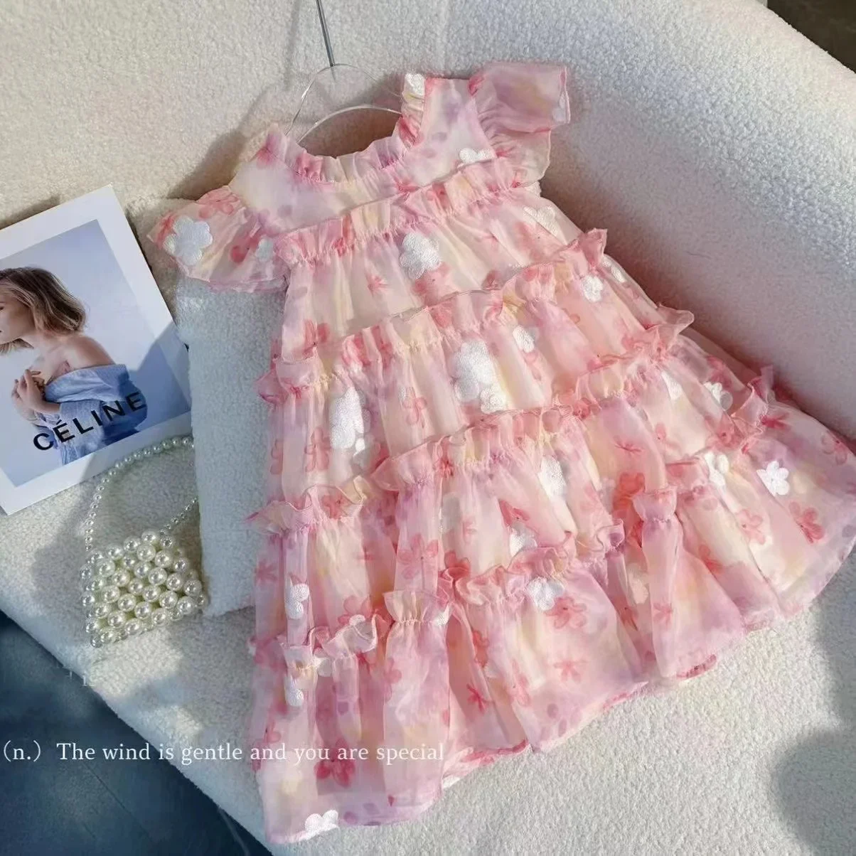 

Girl's Sleeveless Korean New Children's Fragmented Flower Girl's Chiffon Summer Dress Sweet Princess Dress