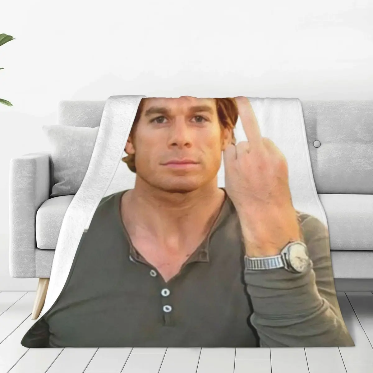 Series Dexter Morgan Flipping Off Backgroundless Blankets Soft Warm Flannel Throw t Bedspread for Bed Picnic Travel Home Sofa