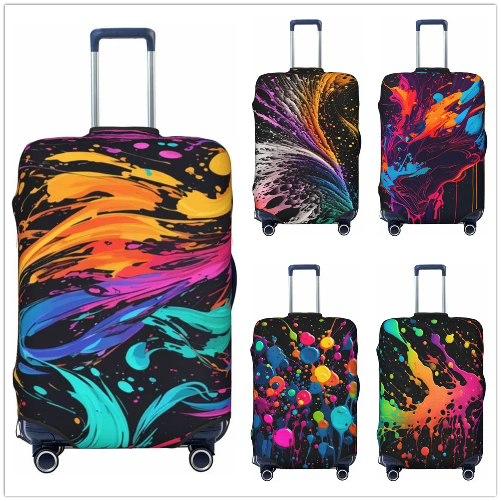 Splash of colored paint Thick Elastic Luggage Protective Cover Zipper Suit For 18-32in Bag Suitcase Covers Trolley Cover Travel