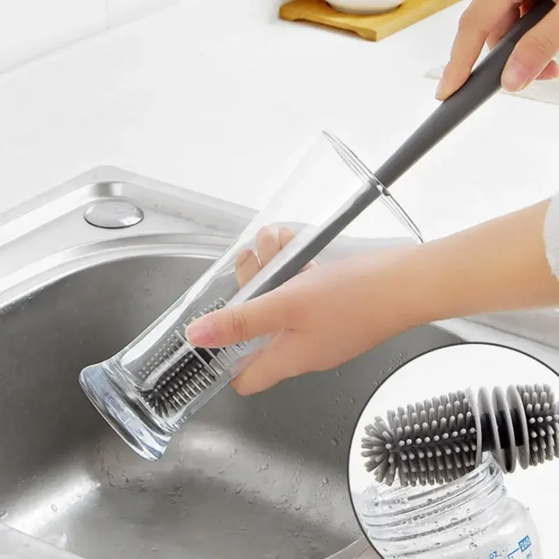 Silicone Cup Brush Cup Washing No Deadend Long Handled Silicone Cleaning Brush Household Multifunctional Cleaning Tools