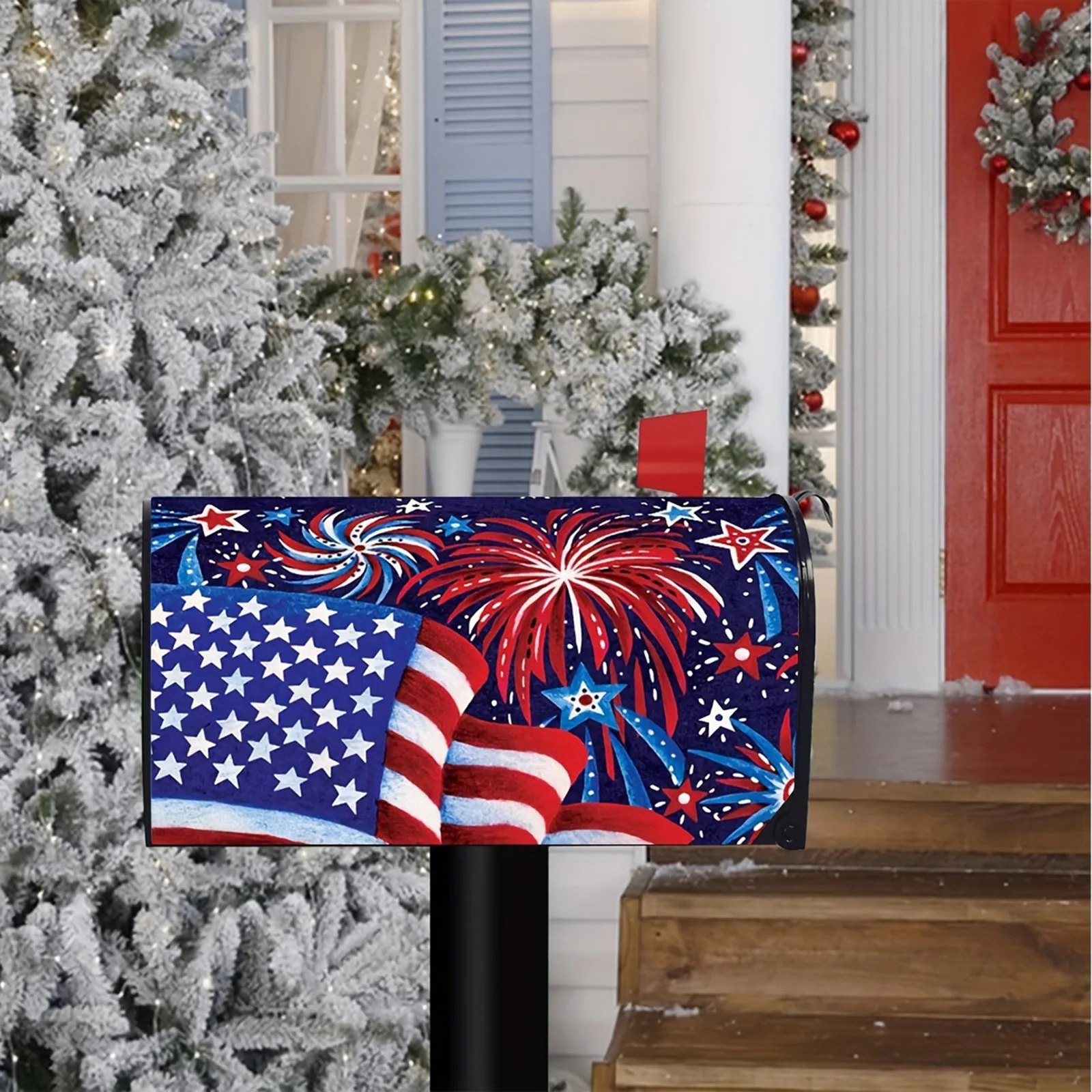 Independence Day Patriotic Themed Magnetic Mailbox Cover Outdoor Mailbox Decorative Protective Cover