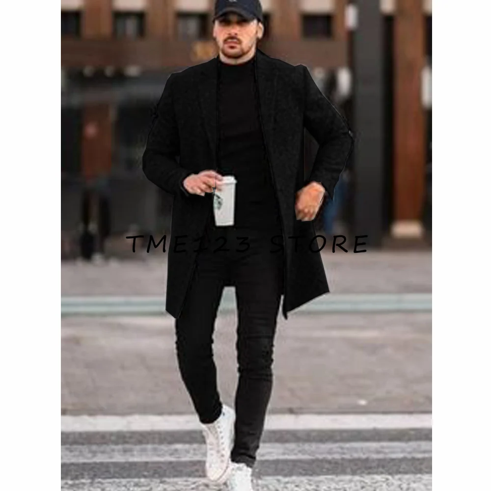 Winter Men's Coat Men's Woolen Solid Color Single-breasted Long Coat Winter Coats Man Women's Coats in Promotion Wool