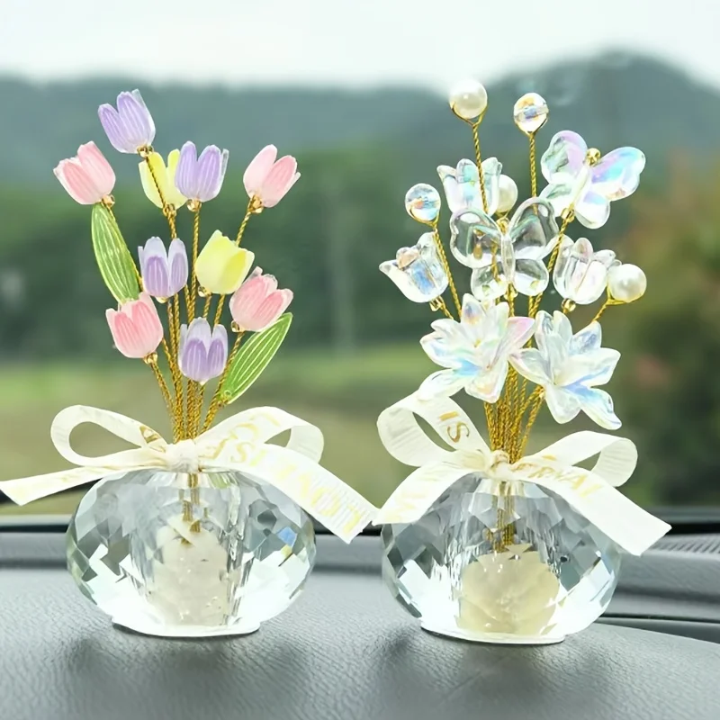 1pc Lucky Crystal Fruit Car Ornament, Elegant Home & Office Decor with Handcrafted Crystal Craftsmanship Car Interior/Bedroom