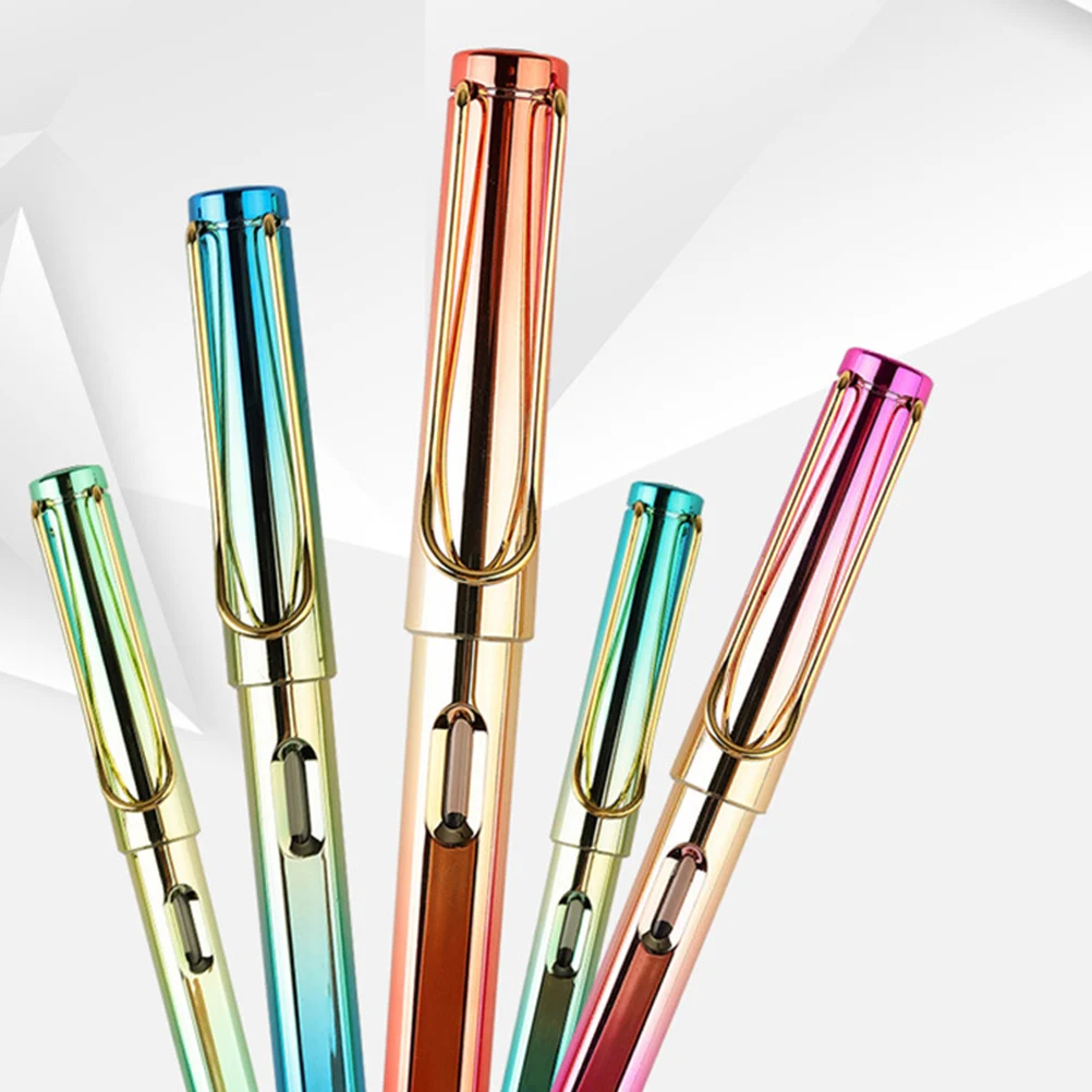 

5pcs Fountain Pen 0.38mm Refillable Metal Ink Cartridges Pens for Students Office Stationery Writing Drawing Calligraphy