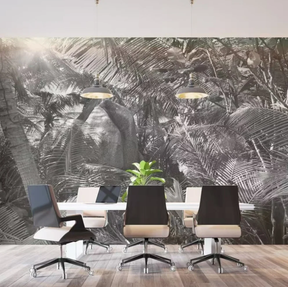 

Custom size mural black and white coconut tree beach landscape background walls wallpaper Home decor tree mural 3d wallpaper