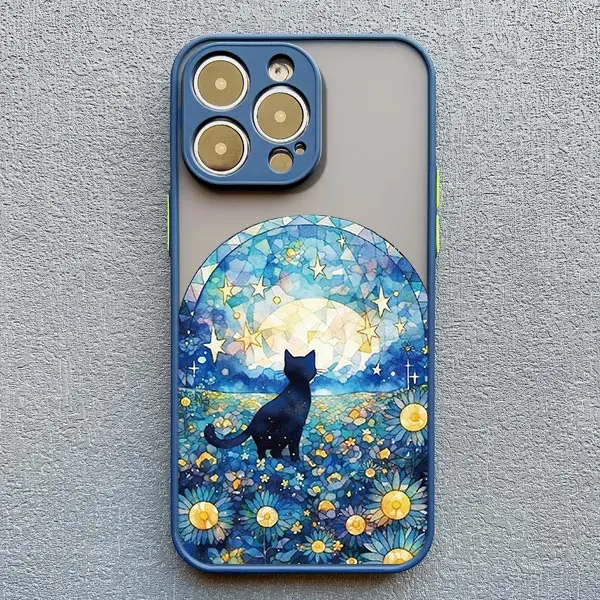 Künstlerische schwarze Katze Sternennacht Handyhülle für iPhone 17 15 14 13 12 11 Pro Max 12 16 Mini XS X XR 14 15 Plus stoßfeste Schalen – Detail 9