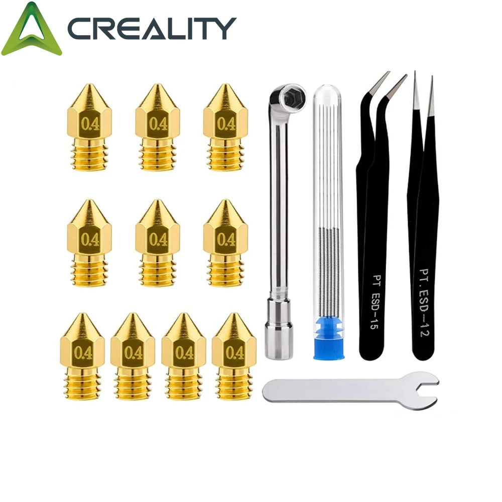 Creality official MK8 extruder brass nozzle 0.1/0.2/0.4/0.6/0.8/1.0mm 3D printer MK8 nozzle and End 3/CR-10 series cleaning kit