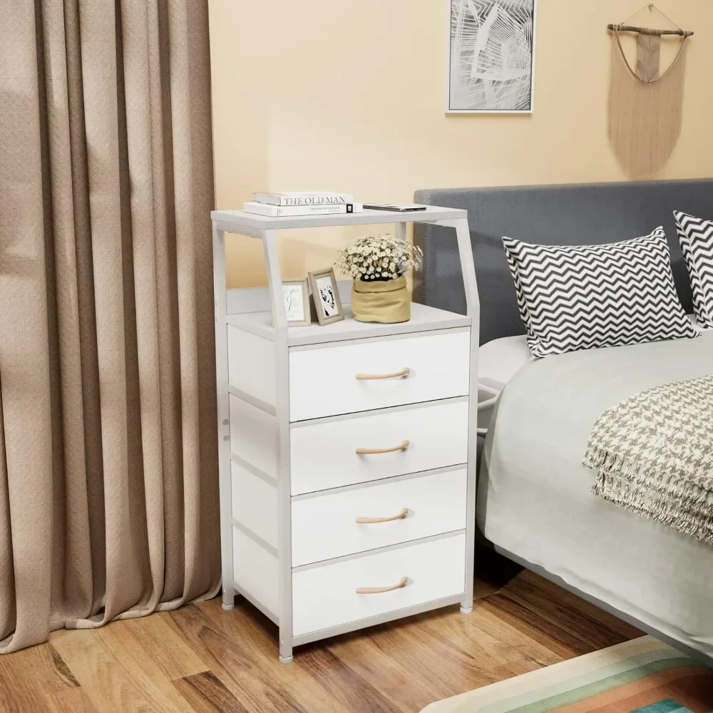 

Tall Nightstand 4 Drawers Dresser,Vertical Storage Tower,Hallway, Entryway,Nursery,Closet Organizer,Bedside Table,White