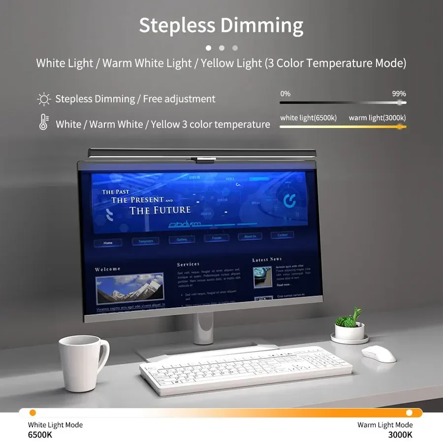 50CM Computer Monitor Light Bar Screen Hanging Lamp Stepless Dimming USB Powered For Study Work Laptop Table Monitor Lighting