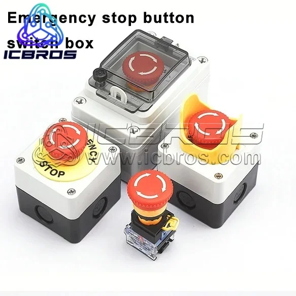 Emergency Stop Button Switch Control Box, Elevator Emergency Protective Cover, Stop Waterproof Button Box, Cast Aluminum Plastic