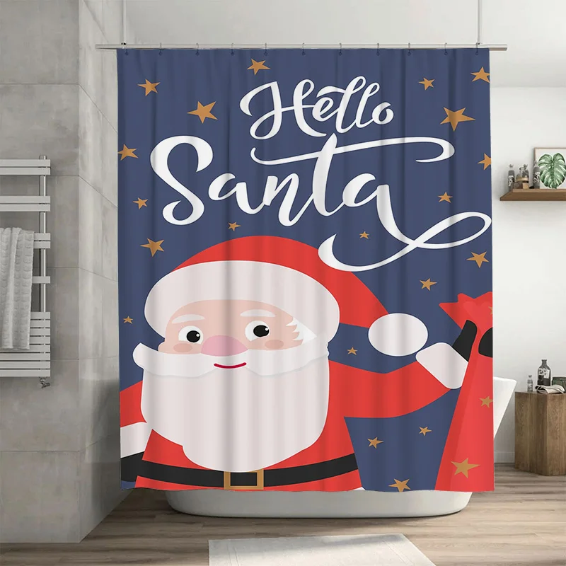 

Tuniu Праздничная занавеска для душа Санта-Клауса, милый рождественский праздник, декор для ванной комнаты, забавный праздничный подарок, очаровательные праздничные вибрации, уютный Chri