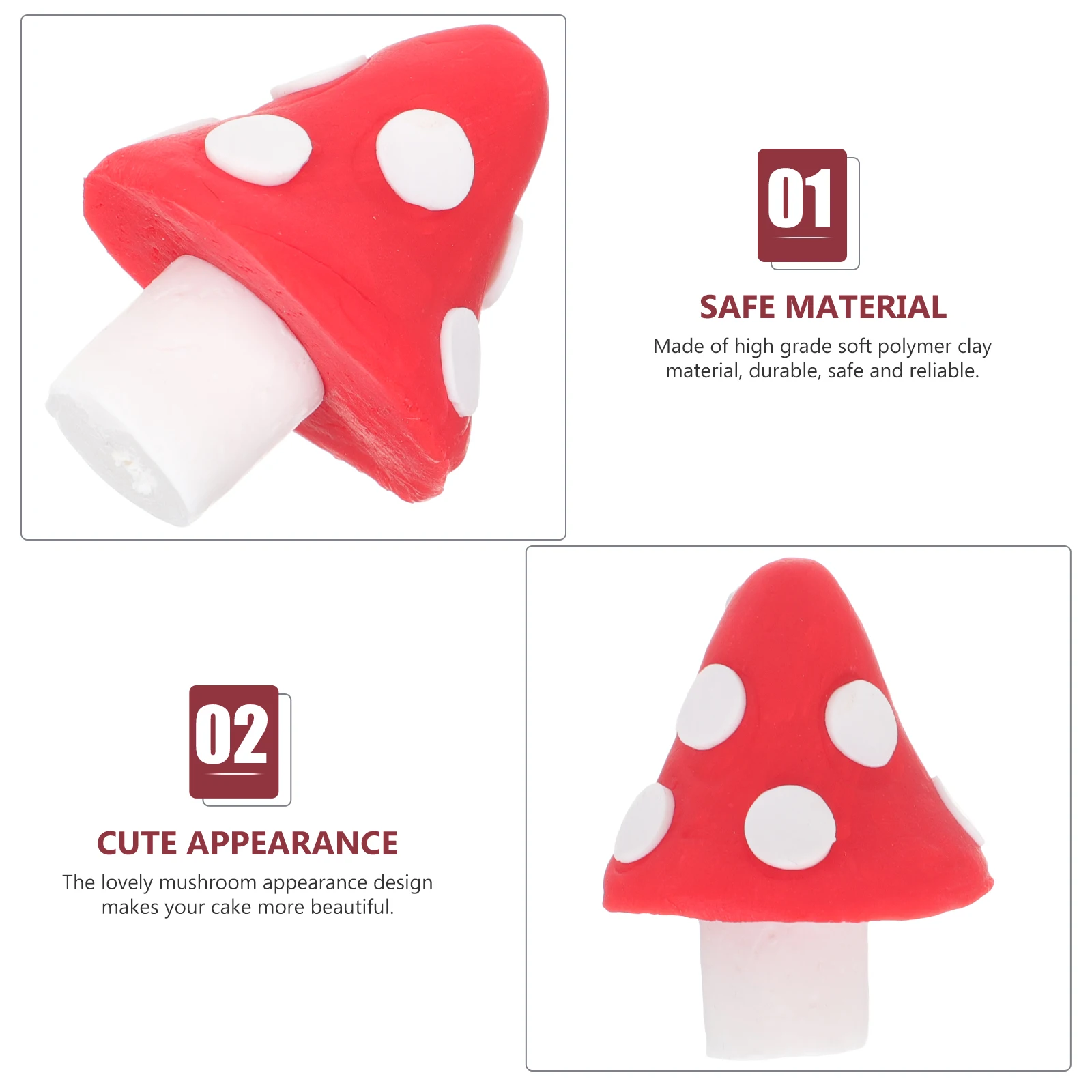 

10pcs Cake Decoration Accessories Red Mushroom Miniature Polymer Clay Bonsai L Embellishments Safe