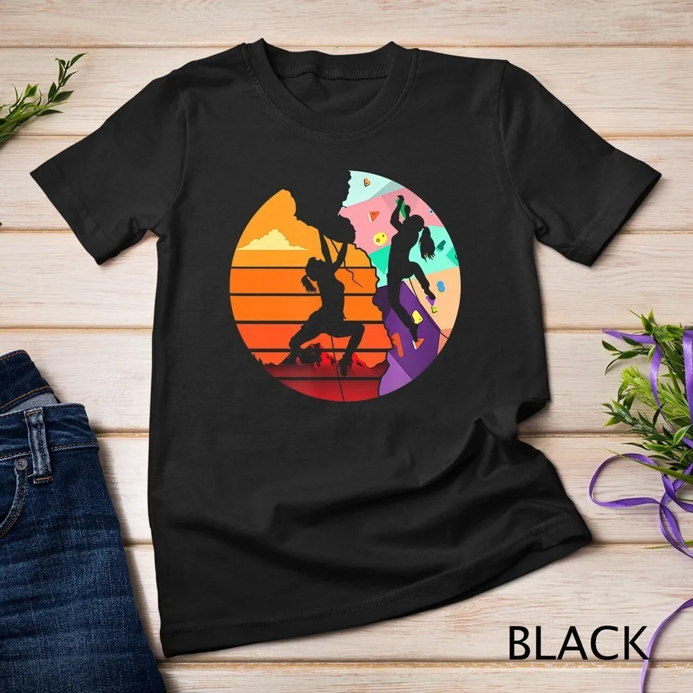 Retro Rock Climbing Bouldering Wall Climber Alpinism T-Shirt Unisex T-shirt Women Summer Casual Crewneck Cotton Short Sleeve