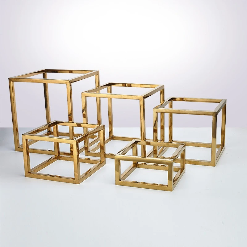 

Stainless steel golden coffee break dessert rack banquet cake dessert display rack