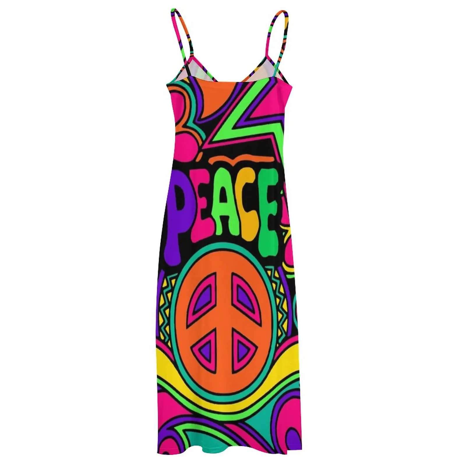 Vestido de fiesta sin mangas para mujer, bonito vestido rosa y colorido, diseño Hippy Trippy, Verano